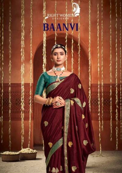 Baanvi By Right Women Vichitra Silk Diwali Special Saree Collection